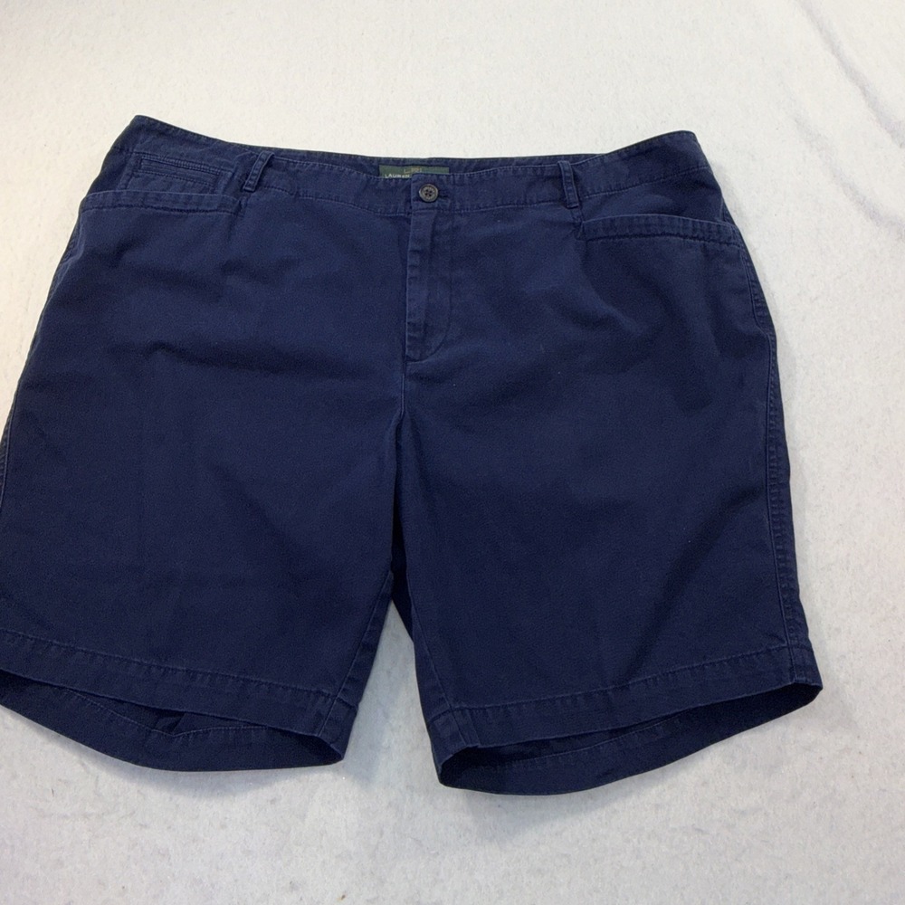 Ralph Lauren, Lauren Jeans Co women's 20 W Navy Blue Cotton Chino Bermuda Shorts